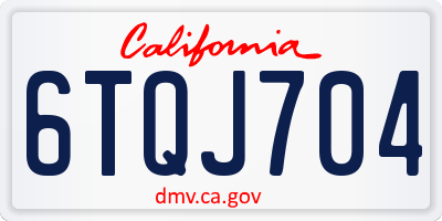 CA license plate 6TQJ704