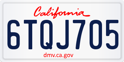 CA license plate 6TQJ705