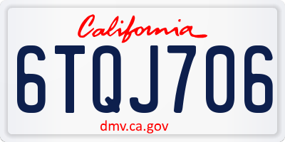 CA license plate 6TQJ706