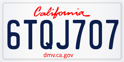 CA license plate 6TQJ707