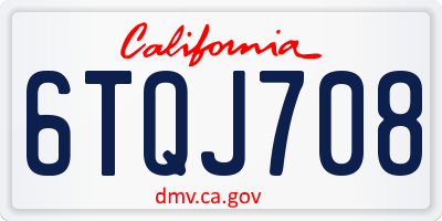 CA license plate 6TQJ708