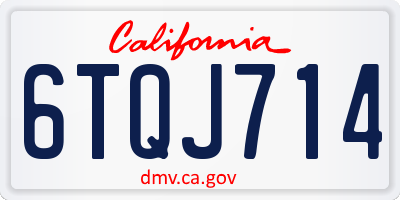 CA license plate 6TQJ714