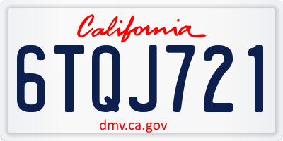 CA license plate 6TQJ721