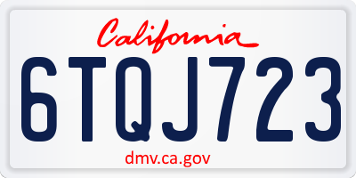 CA license plate 6TQJ723