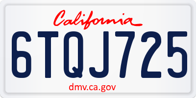 CA license plate 6TQJ725