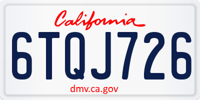 CA license plate 6TQJ726