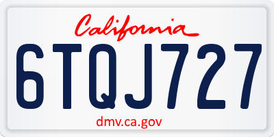 CA license plate 6TQJ727