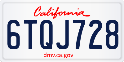 CA license plate 6TQJ728