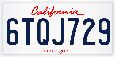 CA license plate 6TQJ729