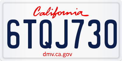 CA license plate 6TQJ730