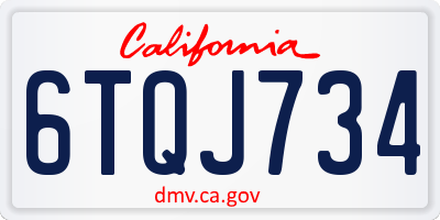 CA license plate 6TQJ734