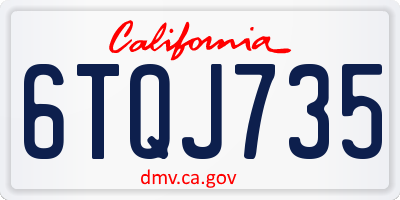 CA license plate 6TQJ735
