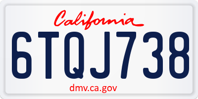 CA license plate 6TQJ738