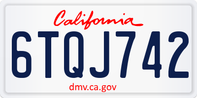 CA license plate 6TQJ742