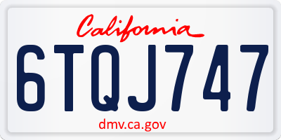 CA license plate 6TQJ747