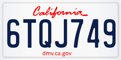 CA license plate 6TQJ749