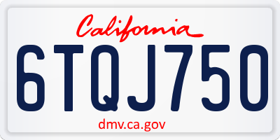 CA license plate 6TQJ750