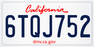 CA license plate 6TQJ752