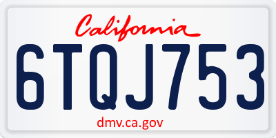 CA license plate 6TQJ753