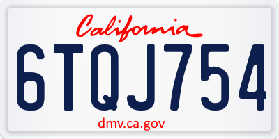 CA license plate 6TQJ754