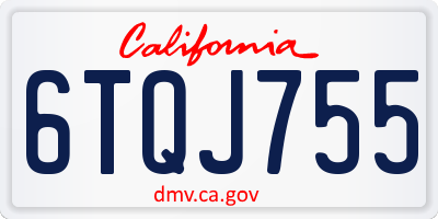 CA license plate 6TQJ755