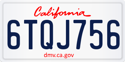 CA license plate 6TQJ756