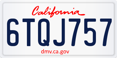 CA license plate 6TQJ757