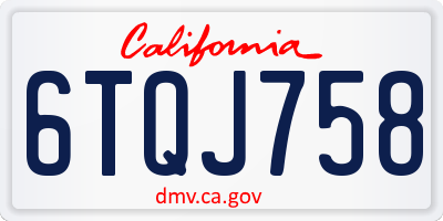 CA license plate 6TQJ758