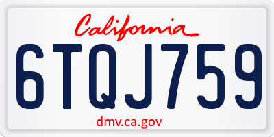 CA license plate 6TQJ759