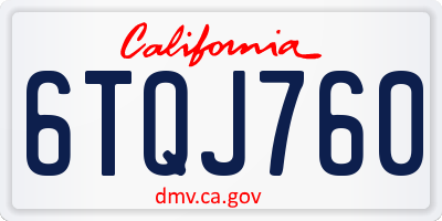 CA license plate 6TQJ760