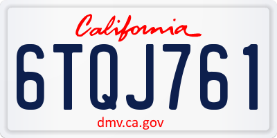 CA license plate 6TQJ761