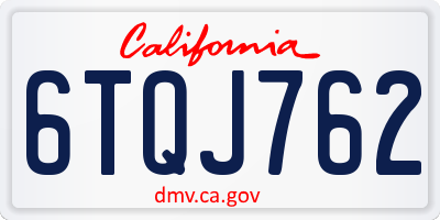 CA license plate 6TQJ762