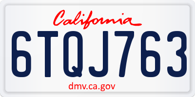 CA license plate 6TQJ763