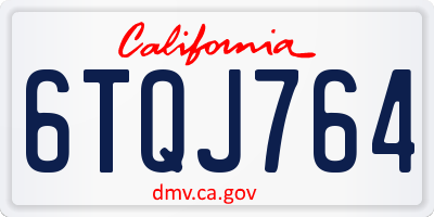 CA license plate 6TQJ764