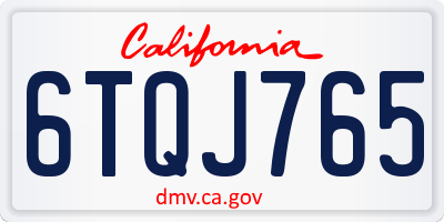 CA license plate 6TQJ765