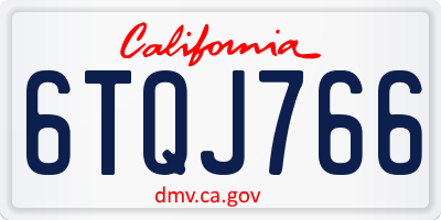 CA license plate 6TQJ766