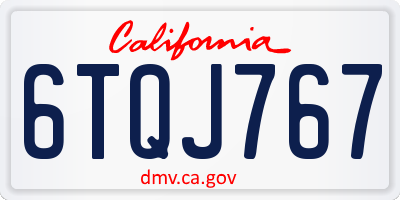CA license plate 6TQJ767