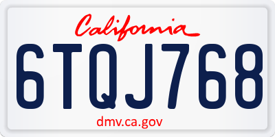 CA license plate 6TQJ768