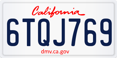 CA license plate 6TQJ769