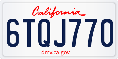 CA license plate 6TQJ770
