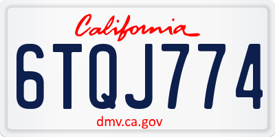 CA license plate 6TQJ774