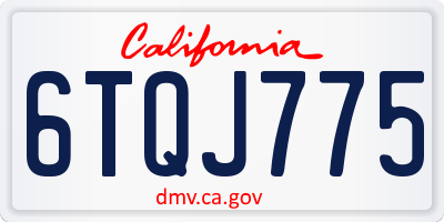 CA license plate 6TQJ775
