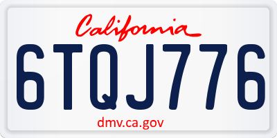 CA license plate 6TQJ776