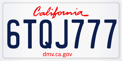 CA license plate 6TQJ777