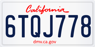 CA license plate 6TQJ778