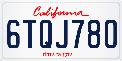 CA license plate 6TQJ780