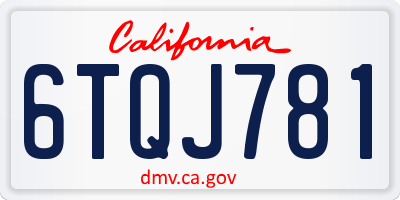 CA license plate 6TQJ781