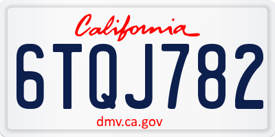 CA license plate 6TQJ782