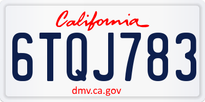 CA license plate 6TQJ783