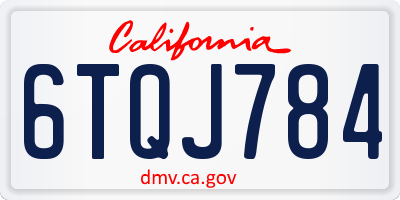 CA license plate 6TQJ784